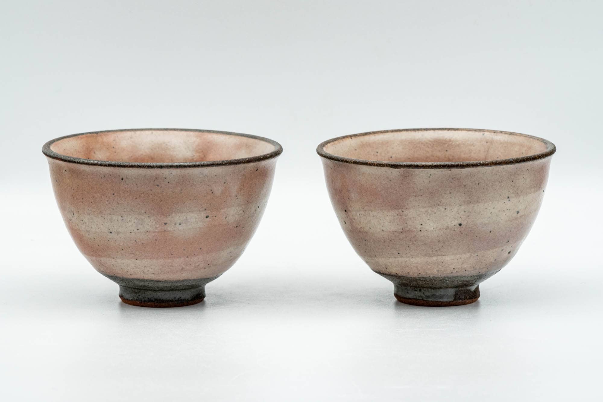 Japanese Teacups - Pair of Pink Grapevine Decorated Yunomi - 130ml