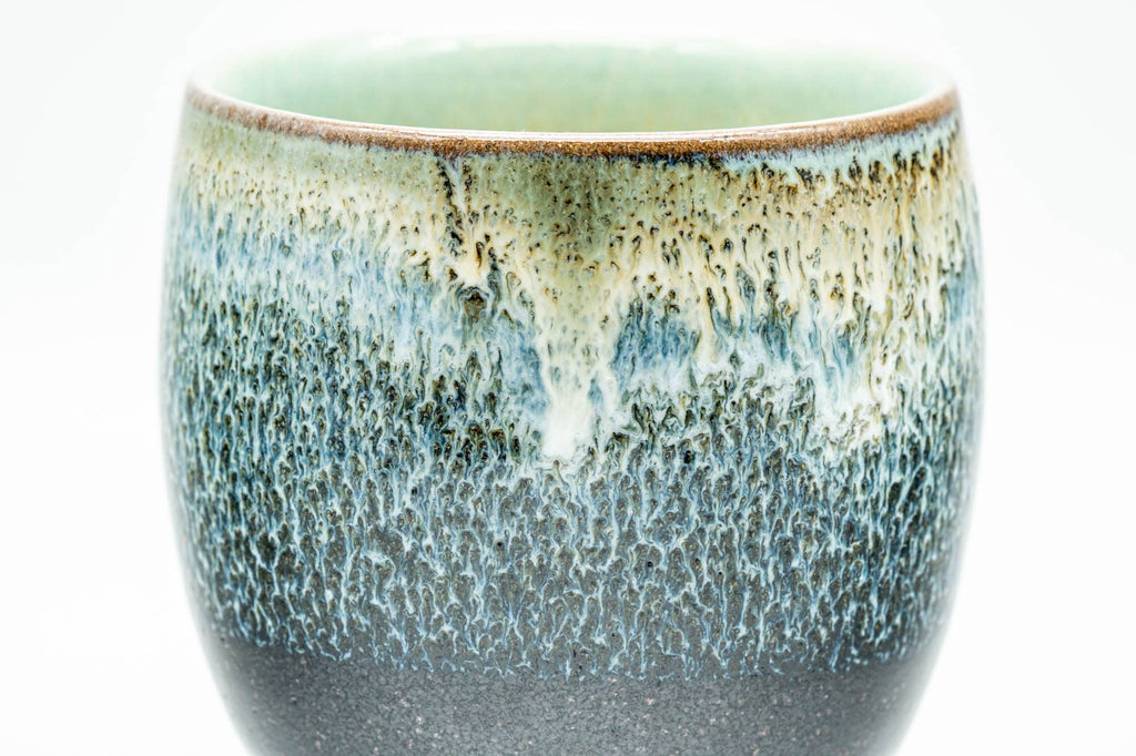 Japanese Teacup - Blue Green Hare's Fur Glazed Yunomi - 140ml