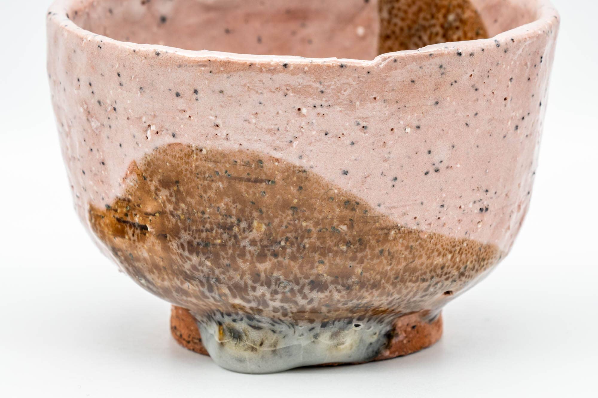 Japanese Matcha Bowl - Pink and Brown Shino Glazed Wabi-Sabi Chawan - 300ml