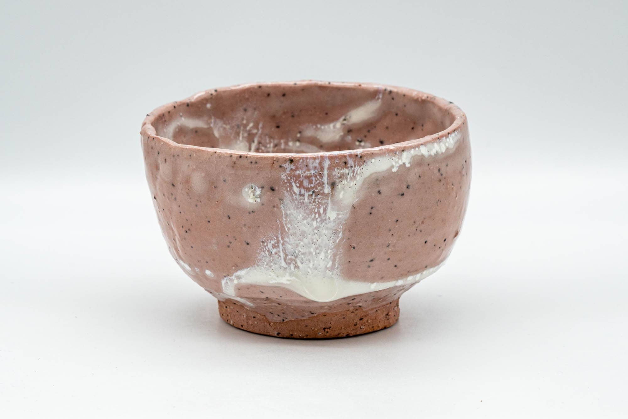 Japanese Matcha Bowl - Pink and White Shino Glazed Wabi-Sabi Chawan - 300ml