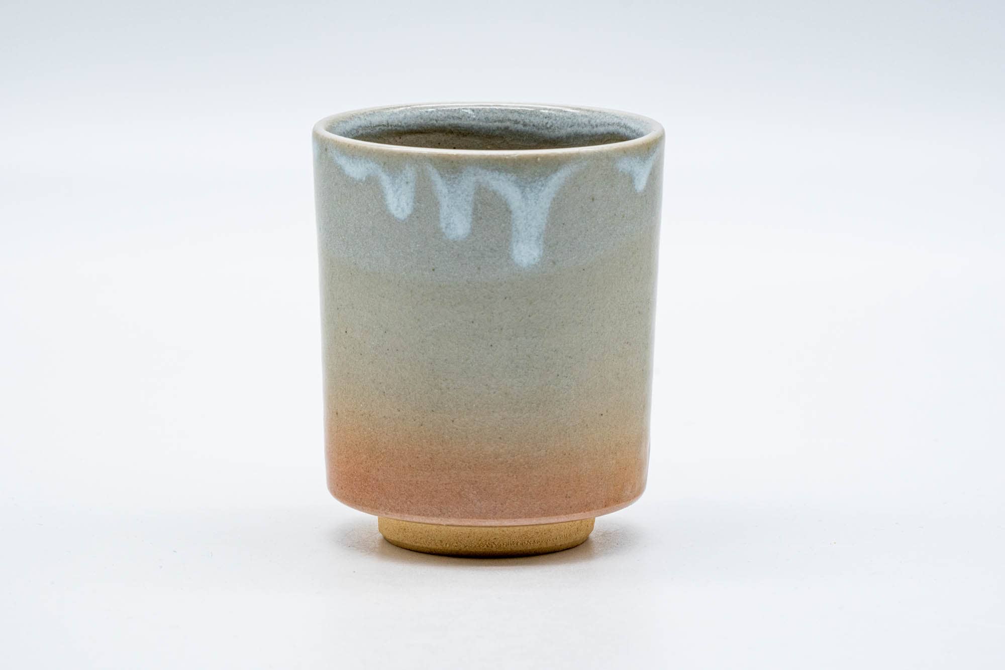 Japanese Teacup - 天鵬山 Tsubaki Kiln - Beige White Drip-Glazed Hagi-yaki Yunomi - 200ml