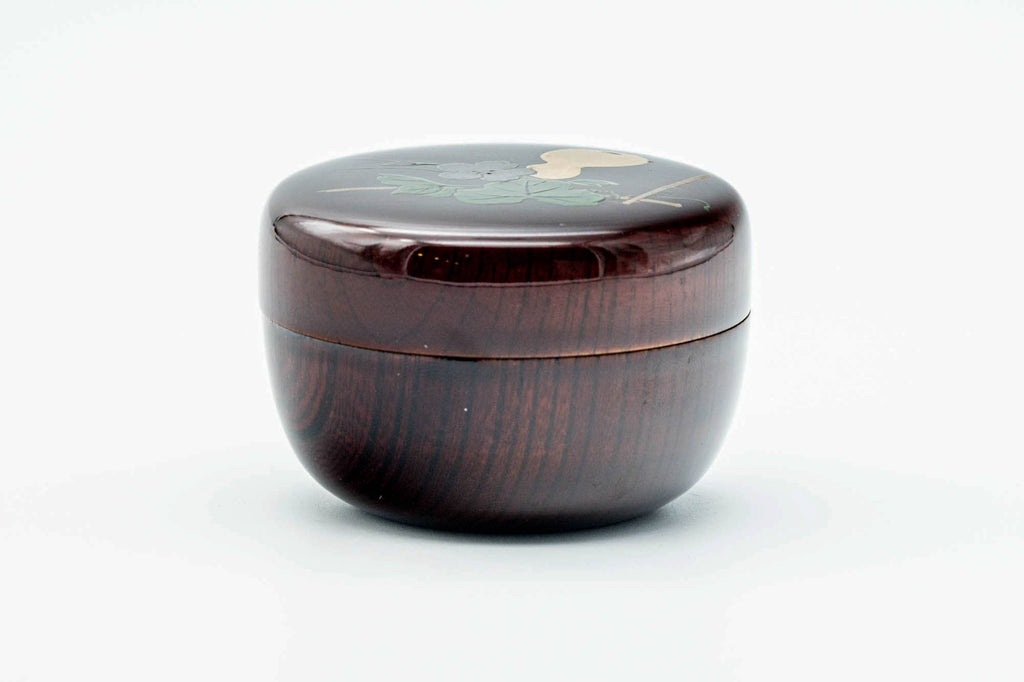 Japanese Natsume - Hira-natsume Flat Gourd Clear Lacquered Woodgrain Matcha Tea Caddy - 80ml