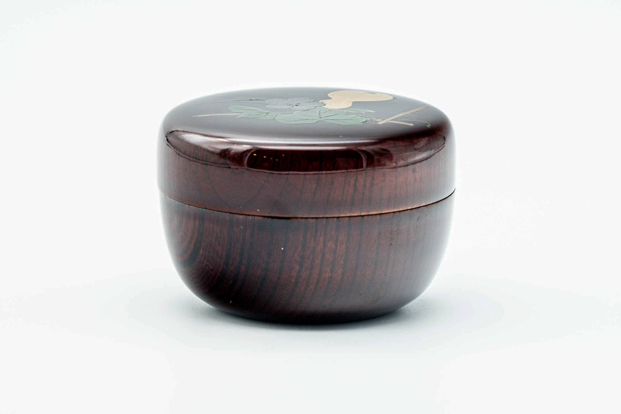 Japanese Natsume - Hira-natsume Flat Gourd Clear Lacquered Woodgrain Matcha Tea Caddy - 80ml