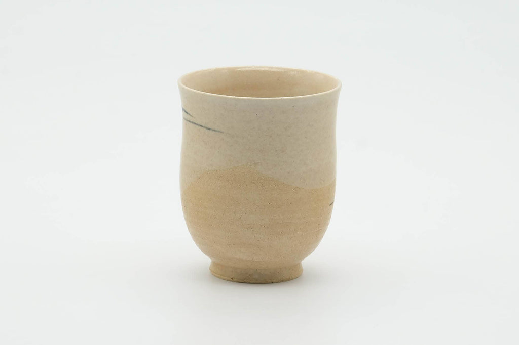 Japanese Teacup - Beige Glazed Egrets Tulip Yunomi - 130ml