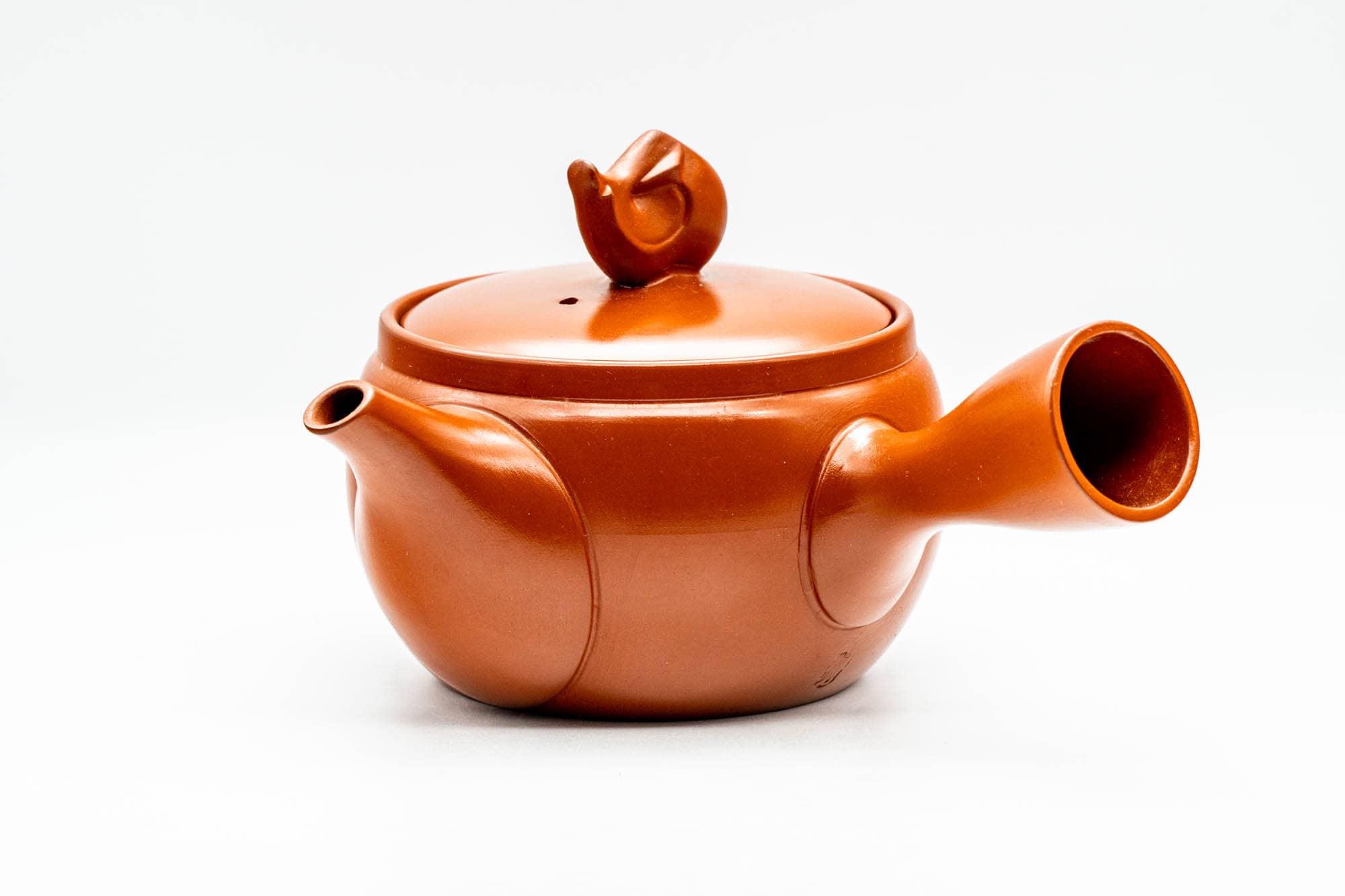 Japanese Kyusu - Kanji Pig Red Shudei Tokoname-yaki Mesh Teapot - 360ml