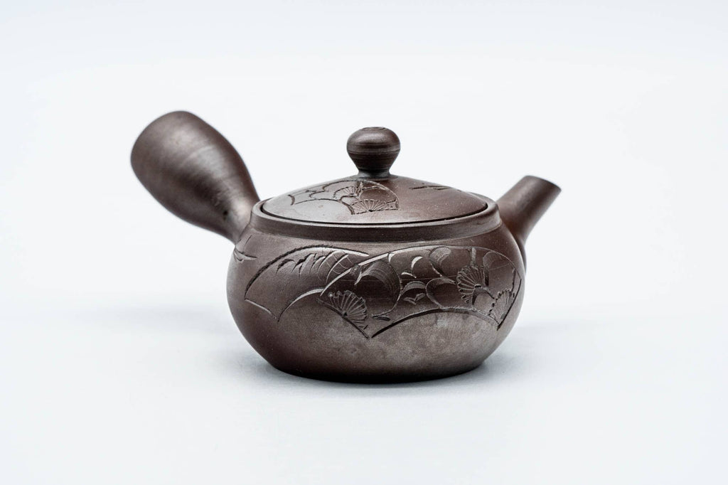 Japanese Kyusu - Floral Engraved Banko-yaki Ceramic Teapot - 120ml