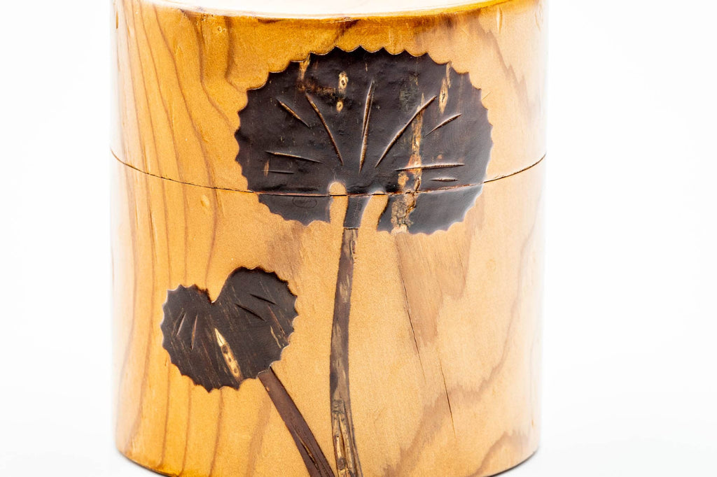Japanese Chazutsu - Ginkgo Leaf Wood Coated Metal Tea Canister - 300ml