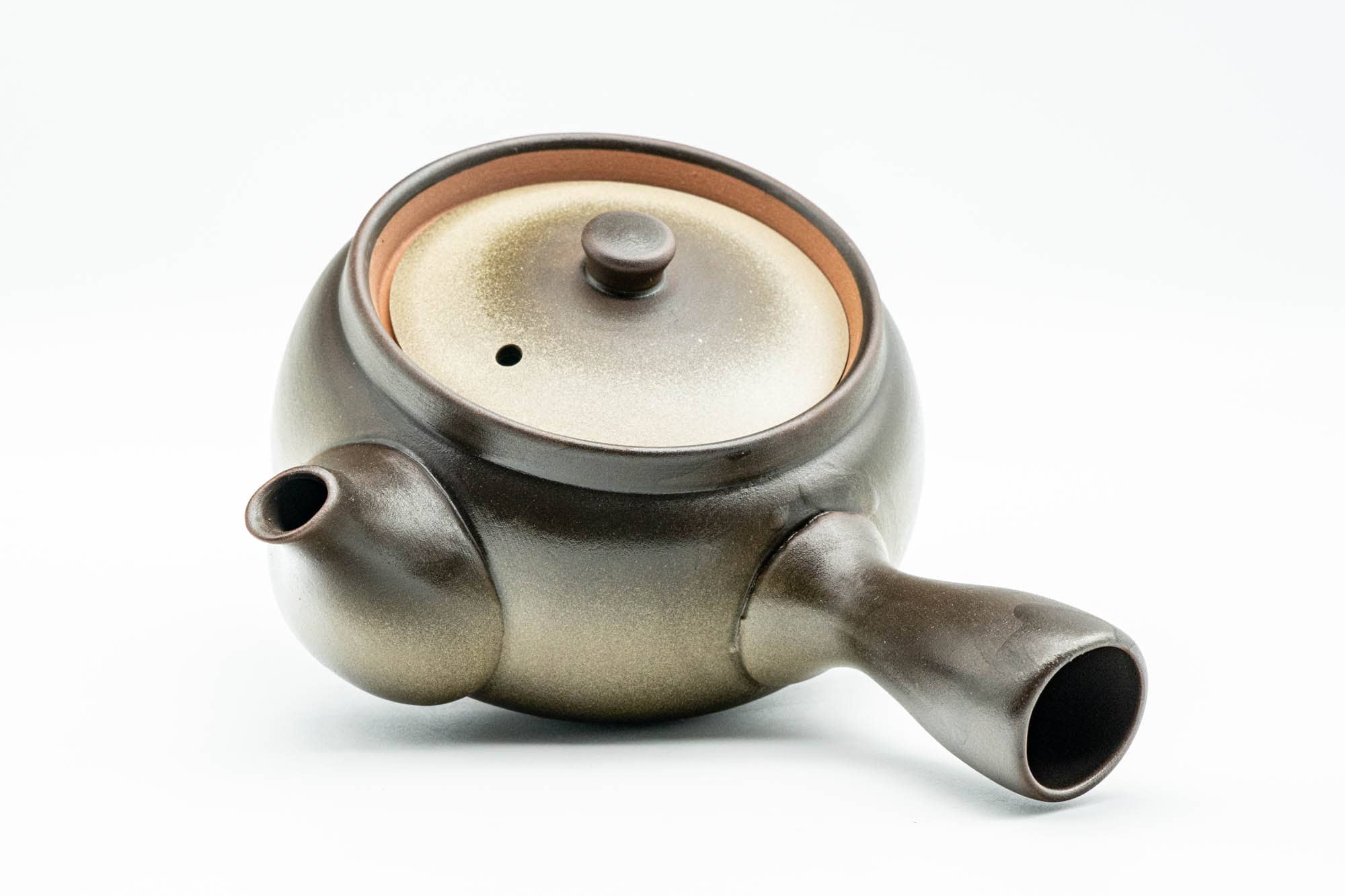 Japanese Kyusu - Beige Black Obi-ami 360 Mesh Filter Teapot - 380ml