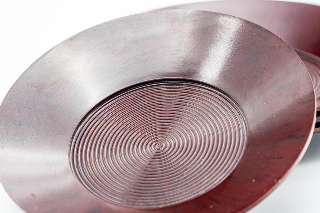 Japanese Chataku - Set of 4 Burgundy Plastic Tea Saucers