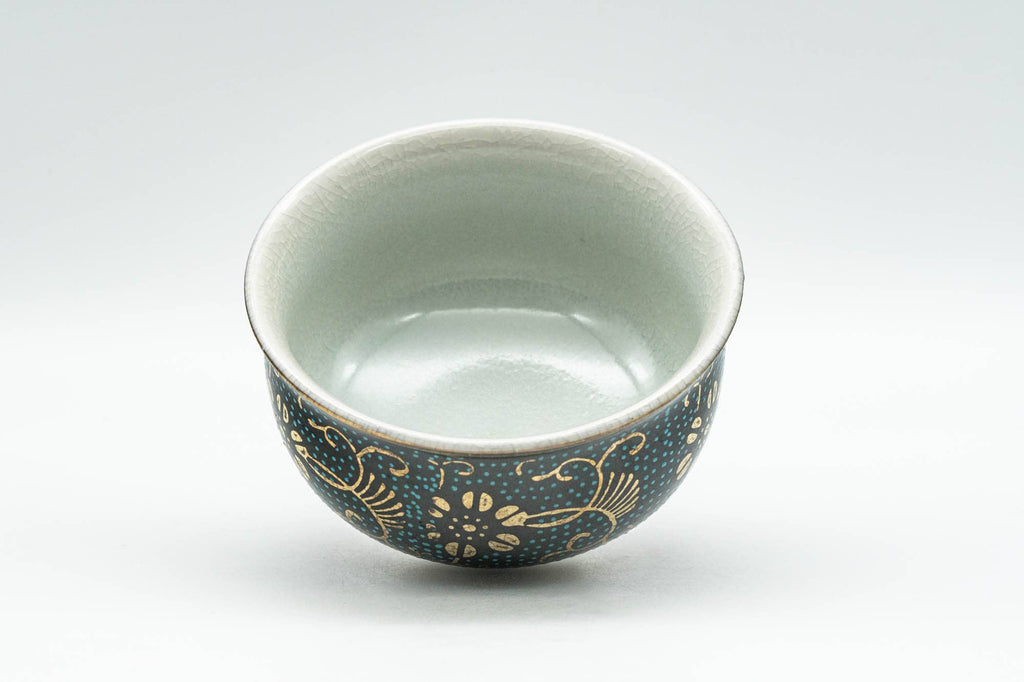 Japanese Teacup - 九谷焼 Floral Aochibu Kutani-yaki Porcelain Yunomi - 90ml