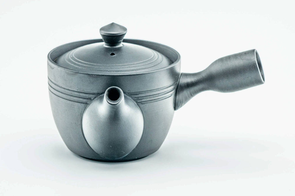 Japanese Kyusu - Black Kurodei Tokoname-yaki Mesh Teapot - 175ml