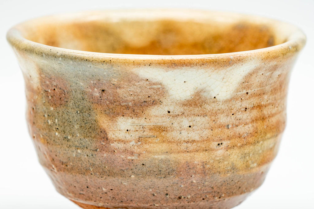 Japanese Teacup - Beige Drip-Glazed Spiraling Hagi-yaki Yunomi - 100ml