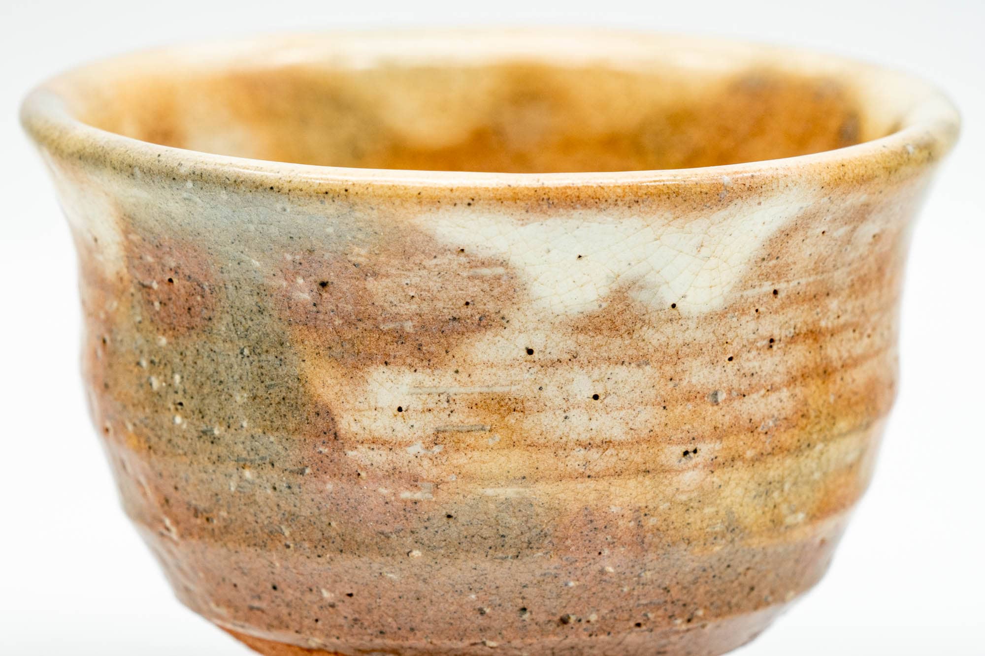Japanese Teacup - Beige Drip-Glazed Spiraling Hagi-yaki Yunomi - 100ml