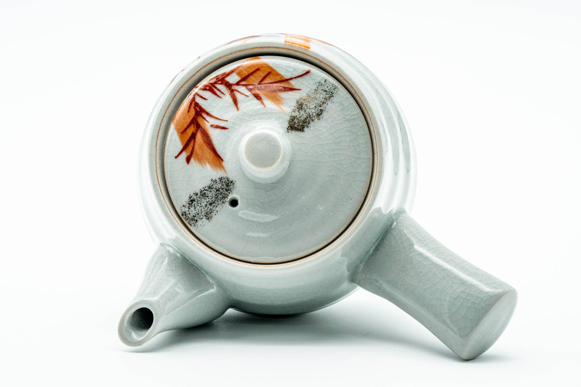 Japanese Kyusu - Red Bamboo Motif Kutani-yaki Porcelain Teapot - 370ml