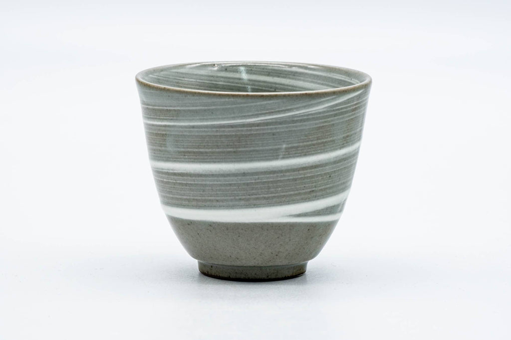 Japanese Teacup - Spiraling Grey White Glazed Yunomi - 130ml