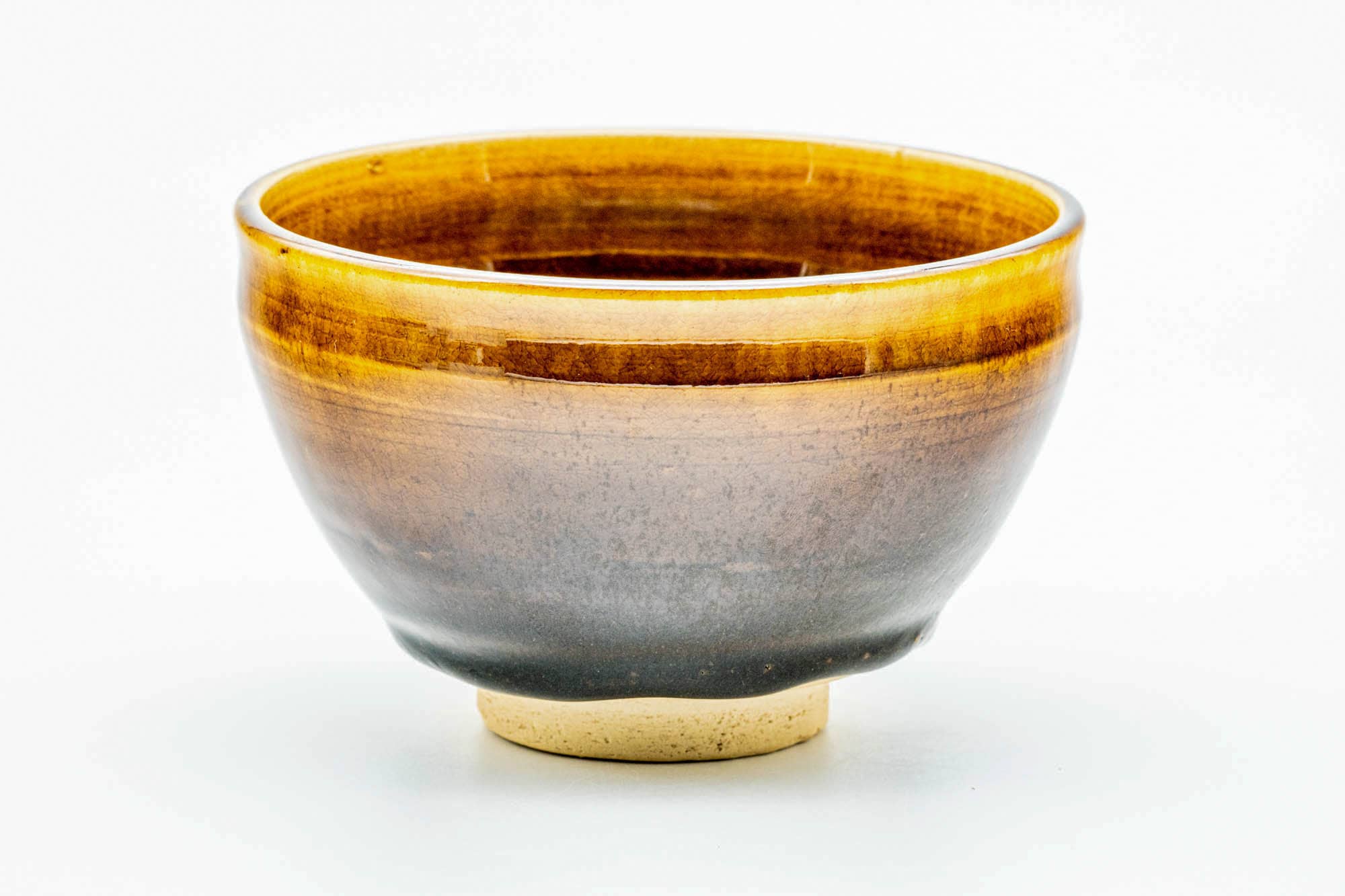 Japanese Matcha Bowl - Brown Yellow Drip-Glazed Tenmoku-gata Chawan - 300ml