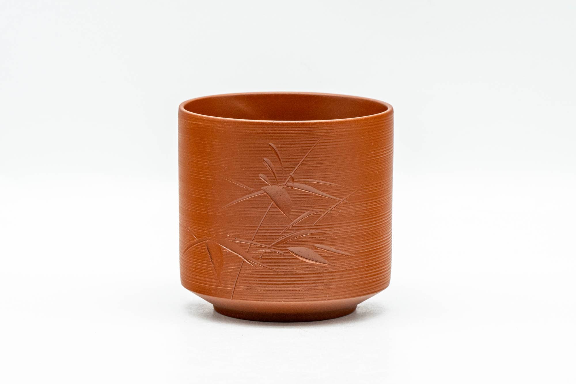Japanese Teacup - Engraved Spiraling Red Shudei Tokoname-yaki Yunomi - 110ml