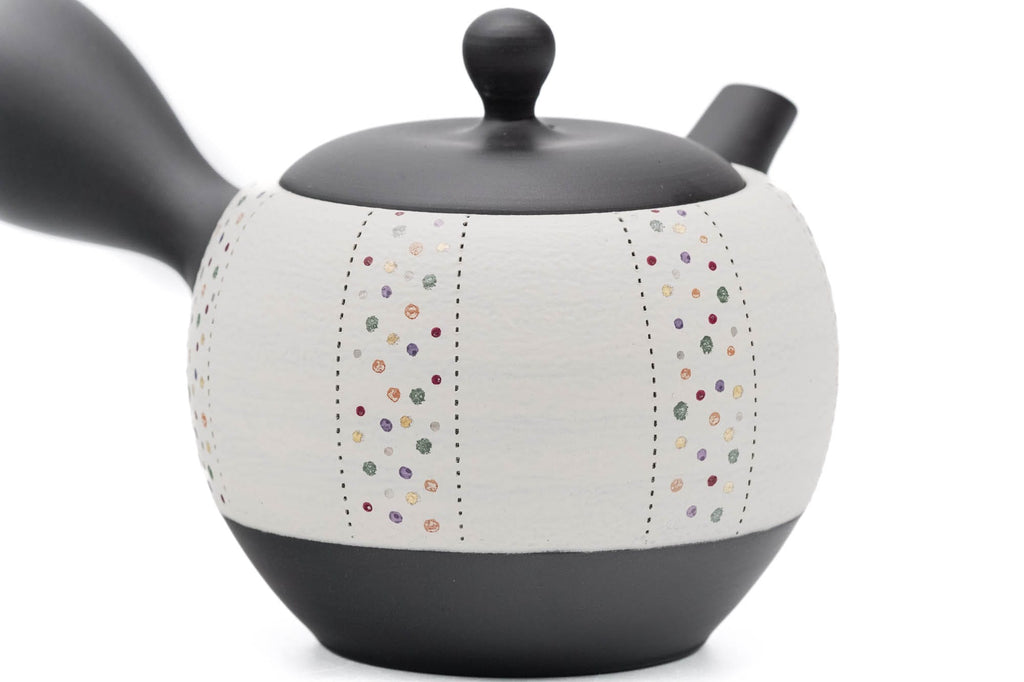 Black White Pearlescent Dots Tokoname Teapot - 300ml