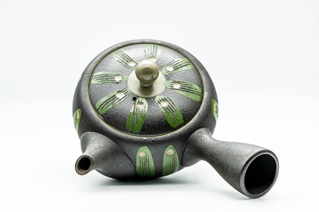 Japanese Kyusu - Black Green Geometric Tokoname-yaki Mesh Teapot - 275ml