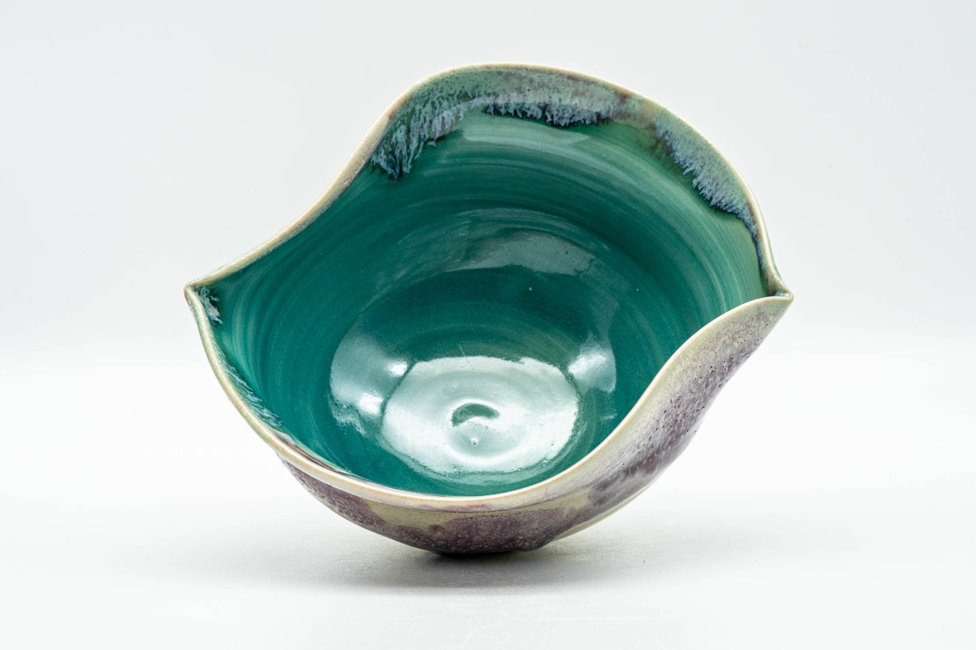 Japanese Katakuchi - Green Purple Hare's Fur Glazed Pouring Bowl - 250ml
