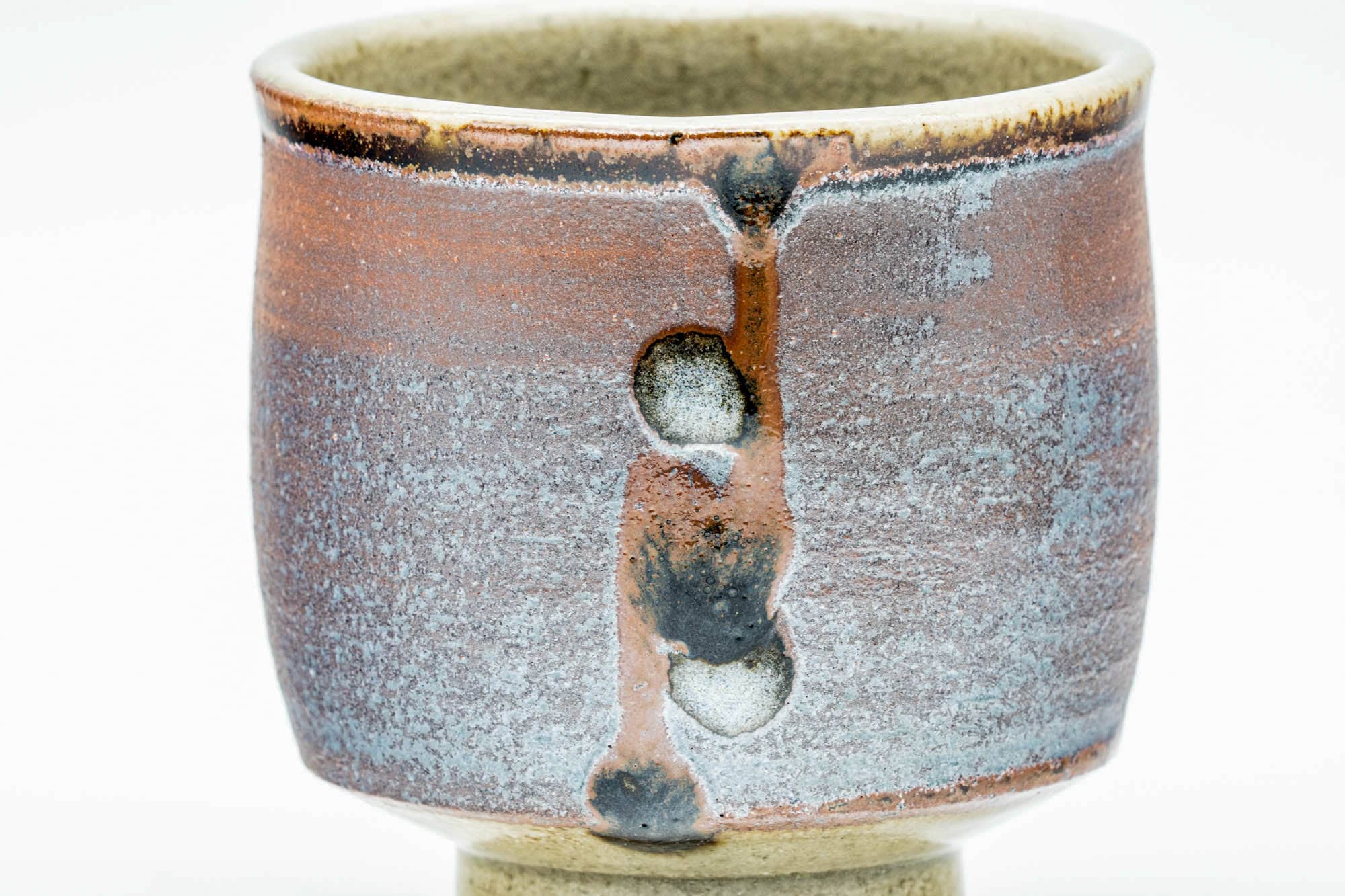Japanese Teacups - Pair of Large Drip-Glazed Meoto Yunomi in Wooden Box
