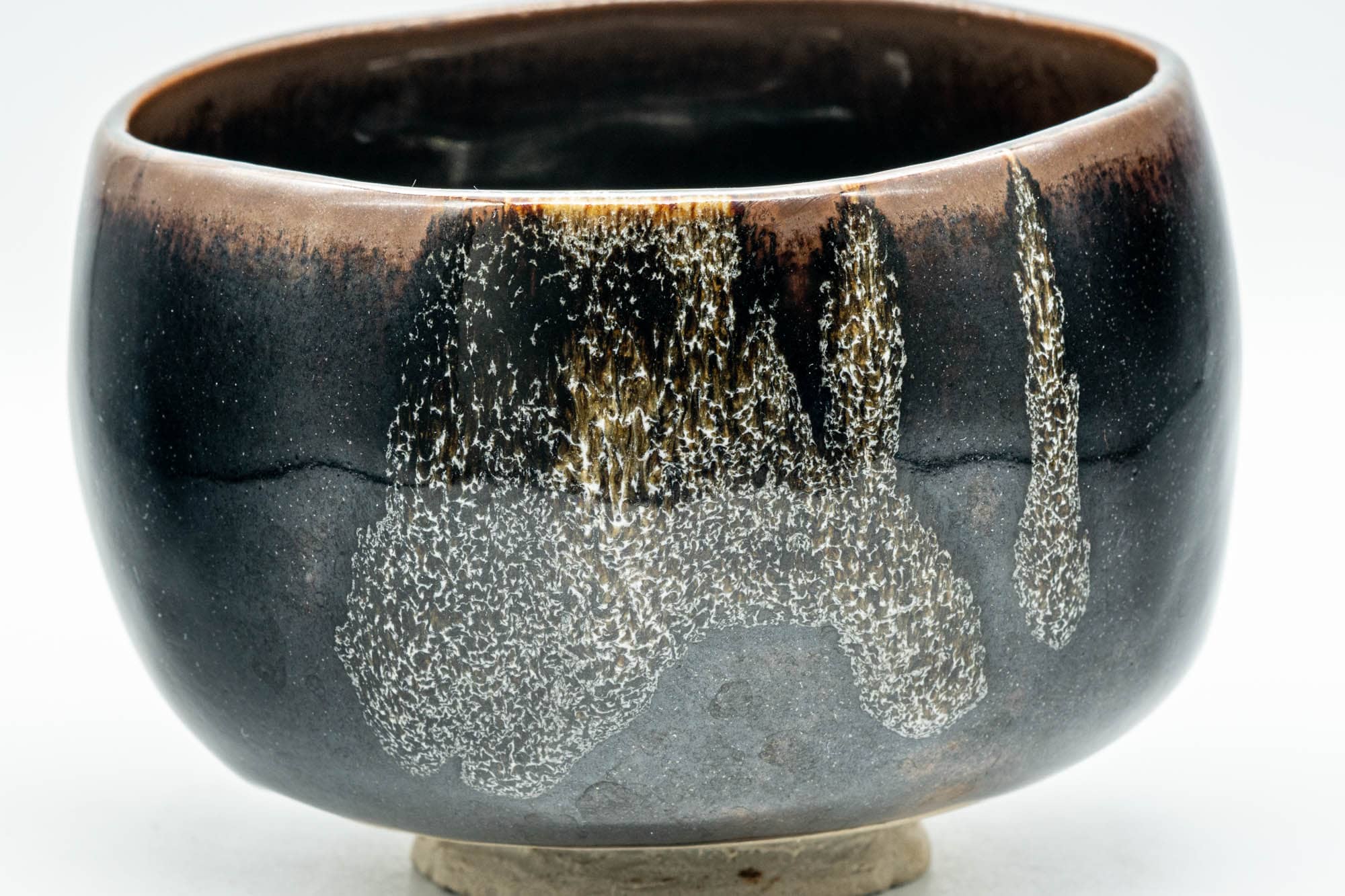 Japanese Matcha Bowl - 久 Black Brown Hare's Fur Glazed Wa-nari Chawan - 350ml