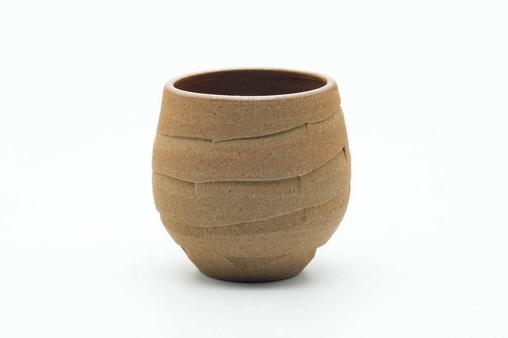 Japanese Teacup - Carved Spiraling Stoneware Yunomi - 120ml