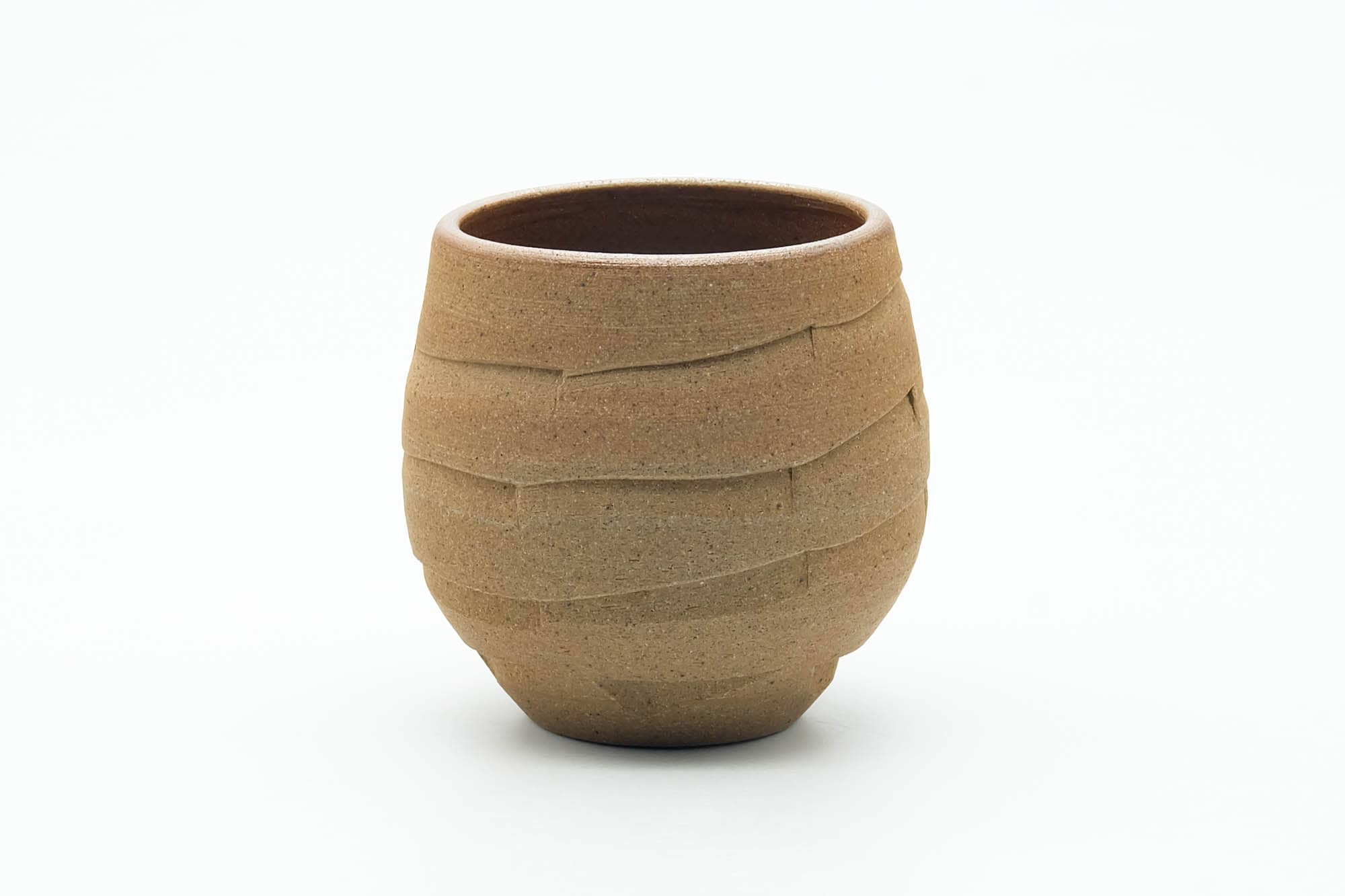 Japanese Teacup - Carved Spiraling Stoneware Yunomi - 120ml