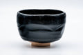 Japanese Matcha Bowl - Black Faceted Vintage Raku Chawan - 400ml