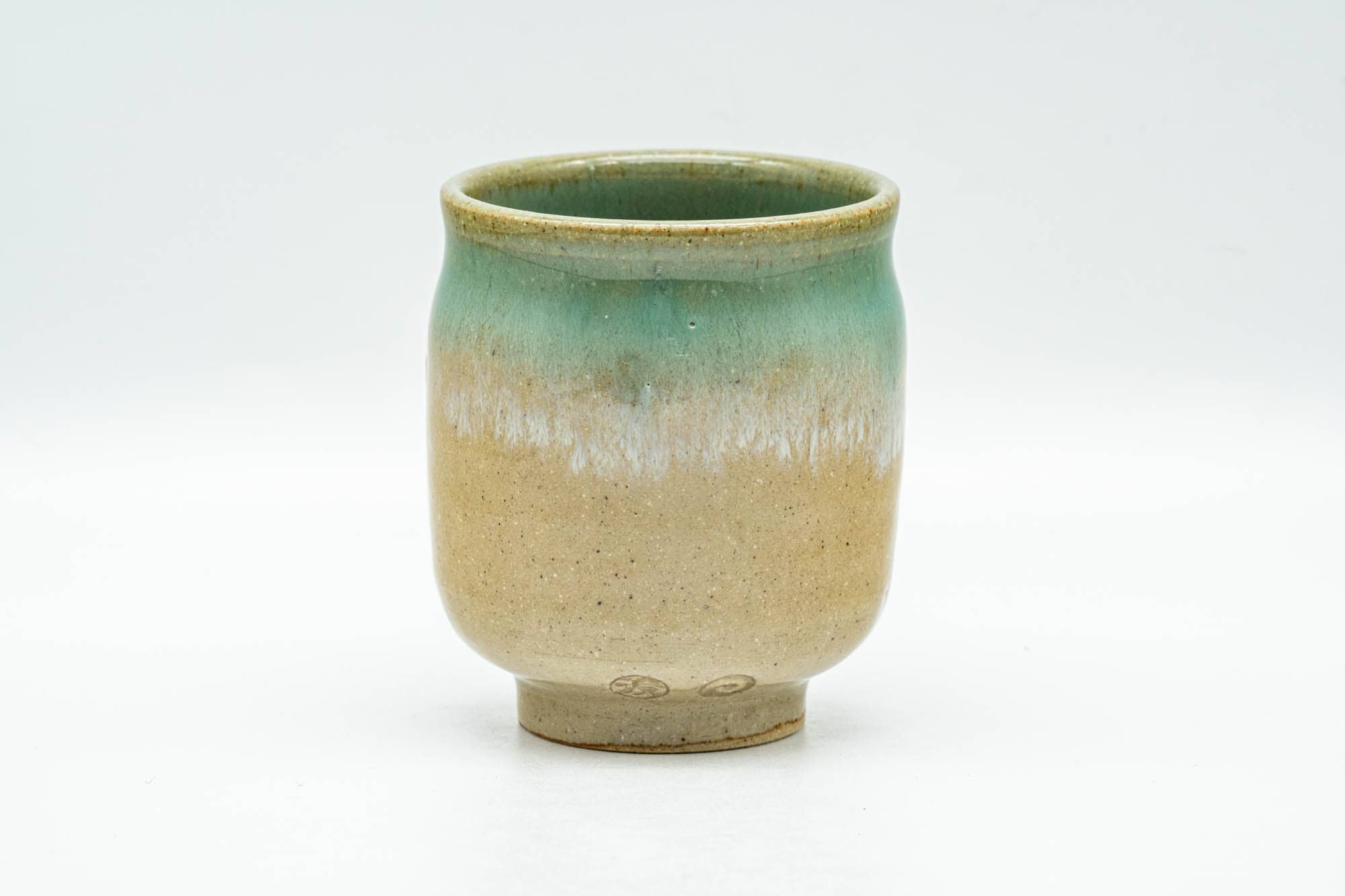 Japanese Teacup - Beige Turquoise and White Drip-Glazed Agano-yaki Yunomi - 125ml