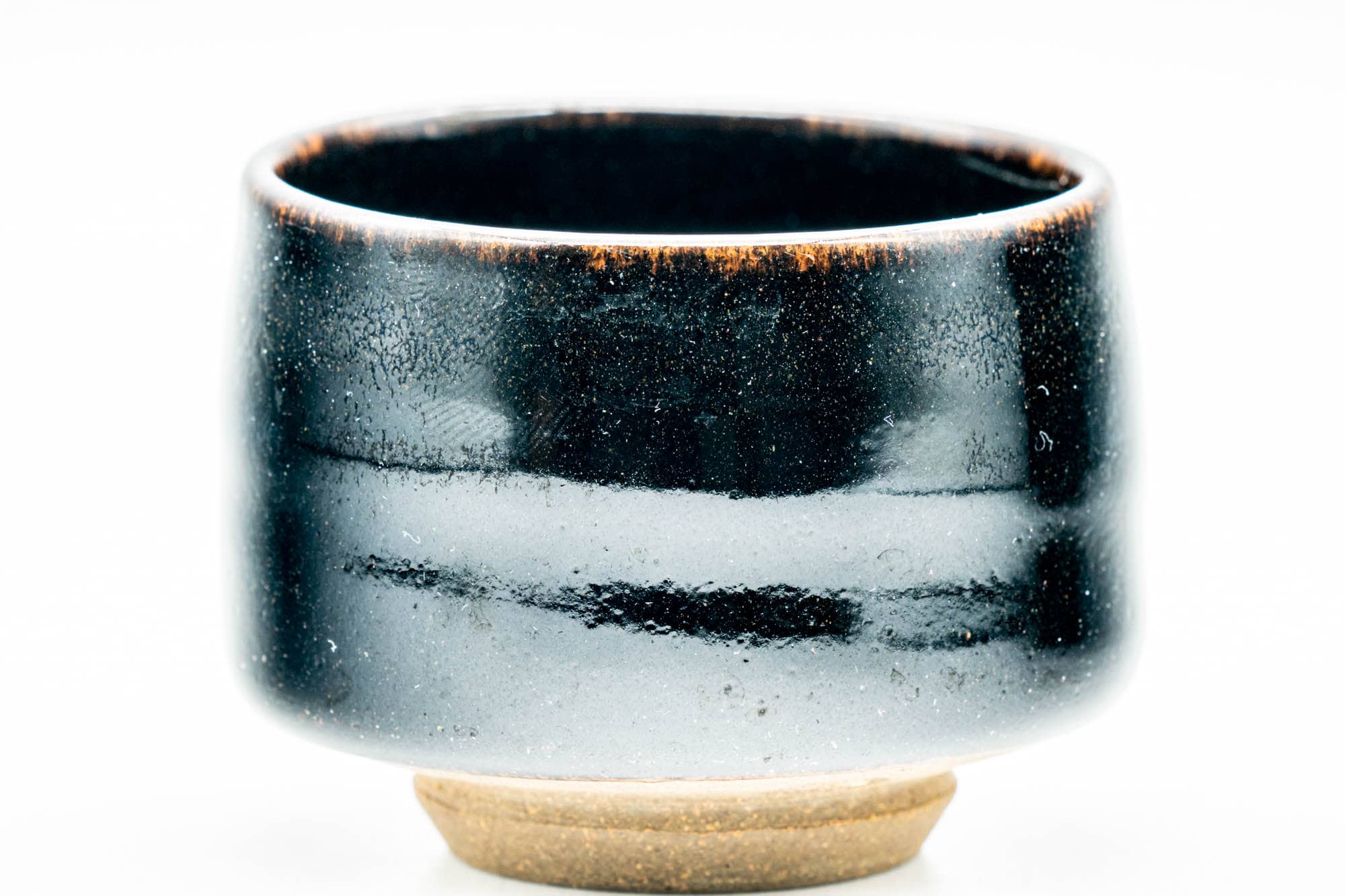 Japanese Teacups - Pair of Jet Black Glazed Yunomi - 60ml