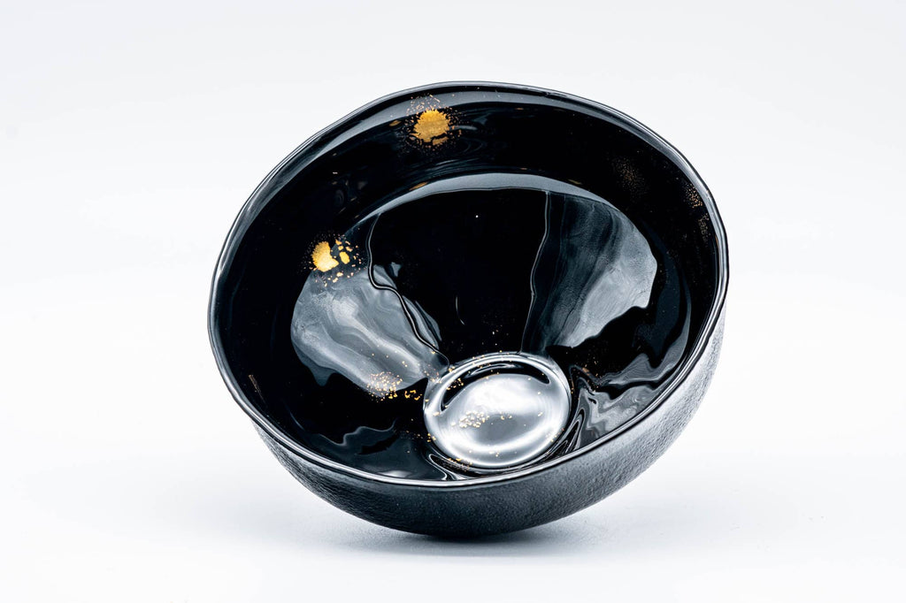 Gold Spotted Black Glass Chawan