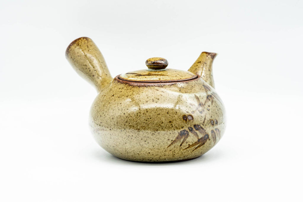 Japanese Kyusu - Bamboo Green Speckled Glazed Ceramic Filter Teapot - 300ml