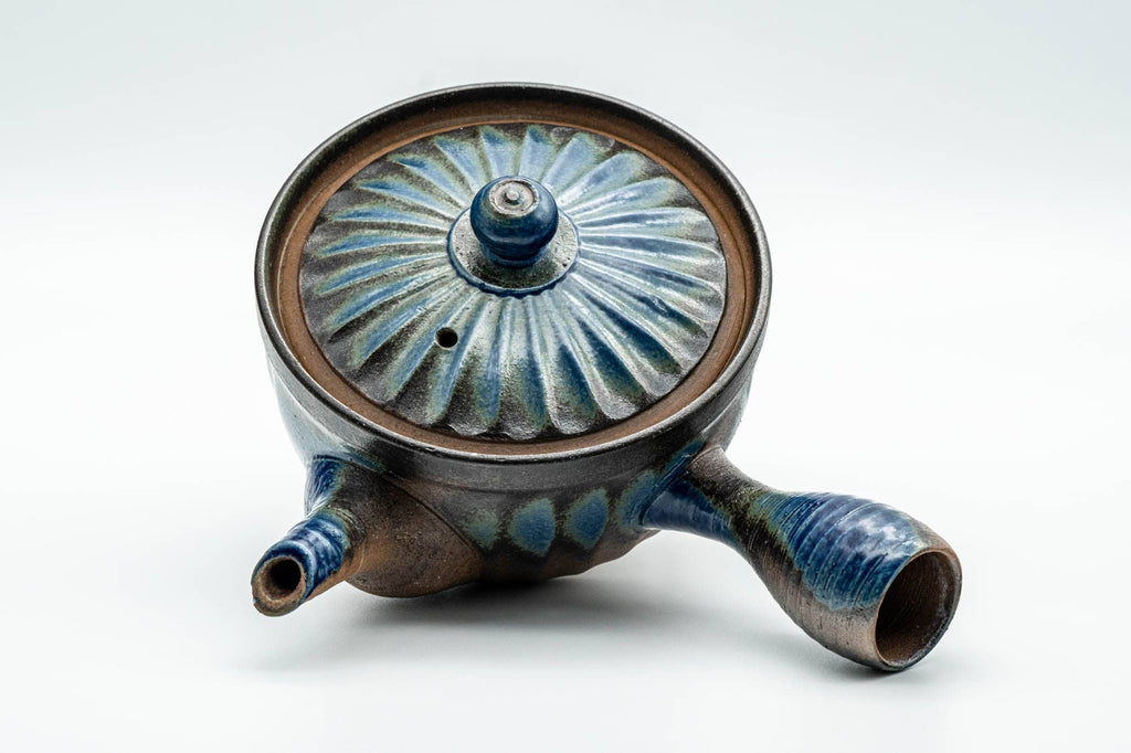 Japanese Kyusu - Blue Brown Wavy Body Nozomi Teapot - 225ml