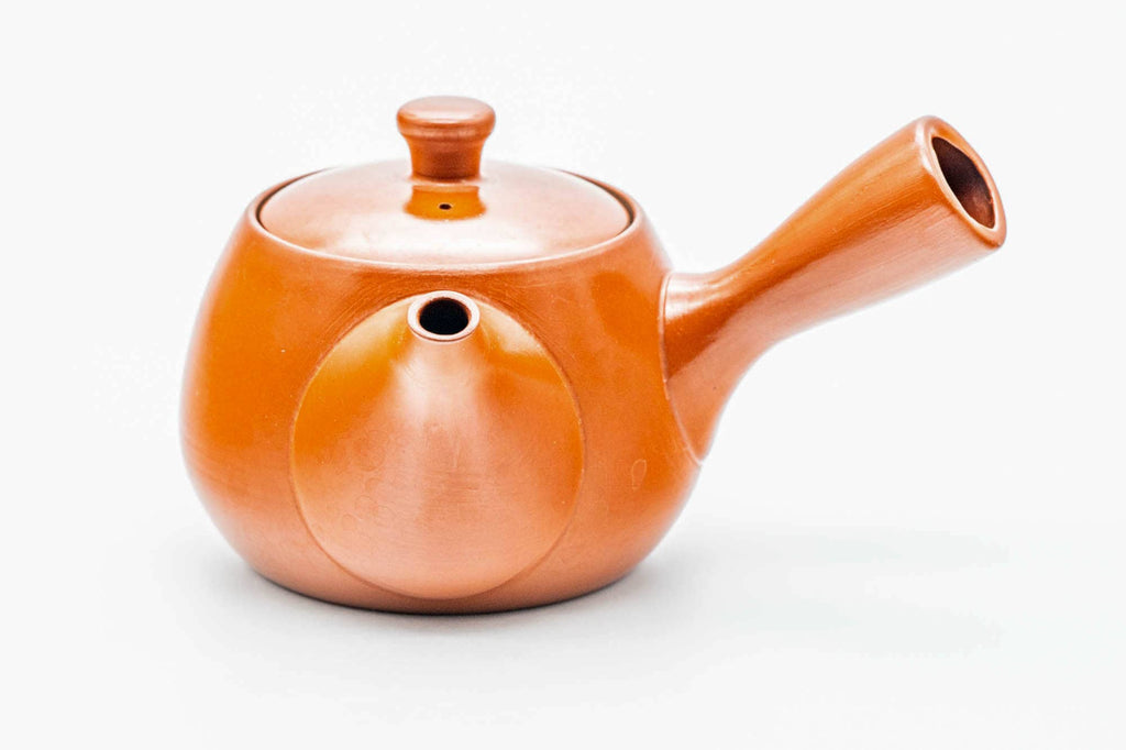 Japanese Kyusu - Red Shudei Tokoname-yaki Mesh Teapot - 250ml