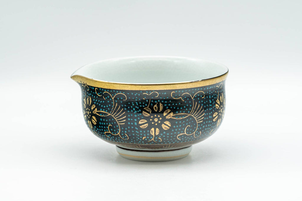 Japanese Katakuchi - 九谷焼 Floral Aochibu Kutani-yaki Porcelain Water Cooler - 110ml