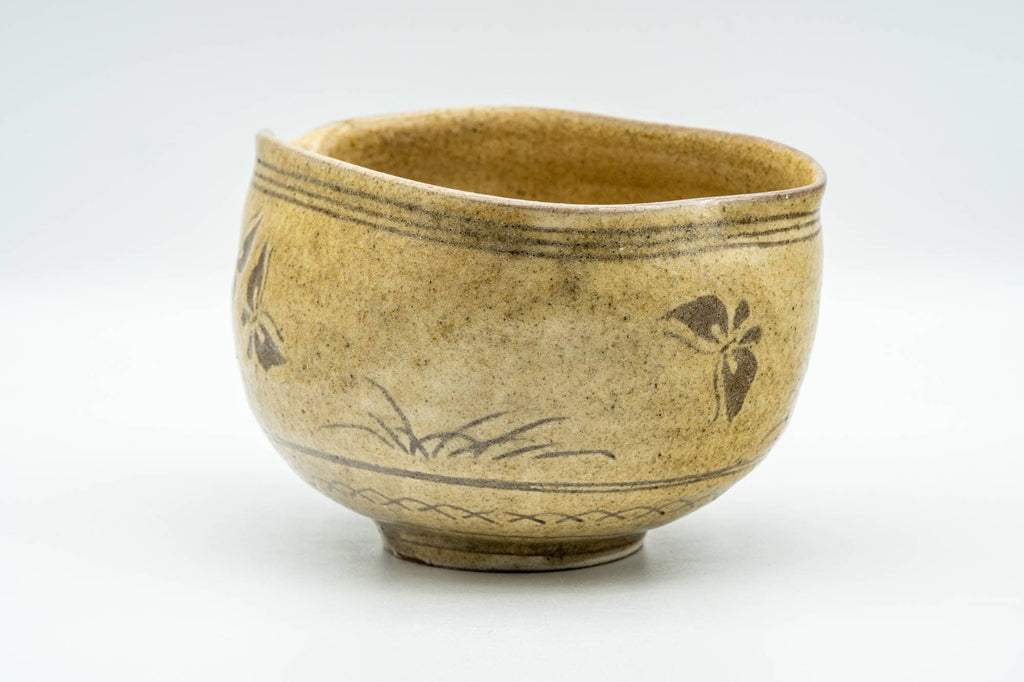 Japanese Katakuchi - Butterflies Beige Glazed Tea Pouring Bowl - 450ml