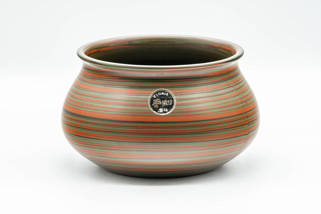 Japanese Kensui - Green and Red Nerikomi Tokoname-yaki Water Bowl - 600ml
