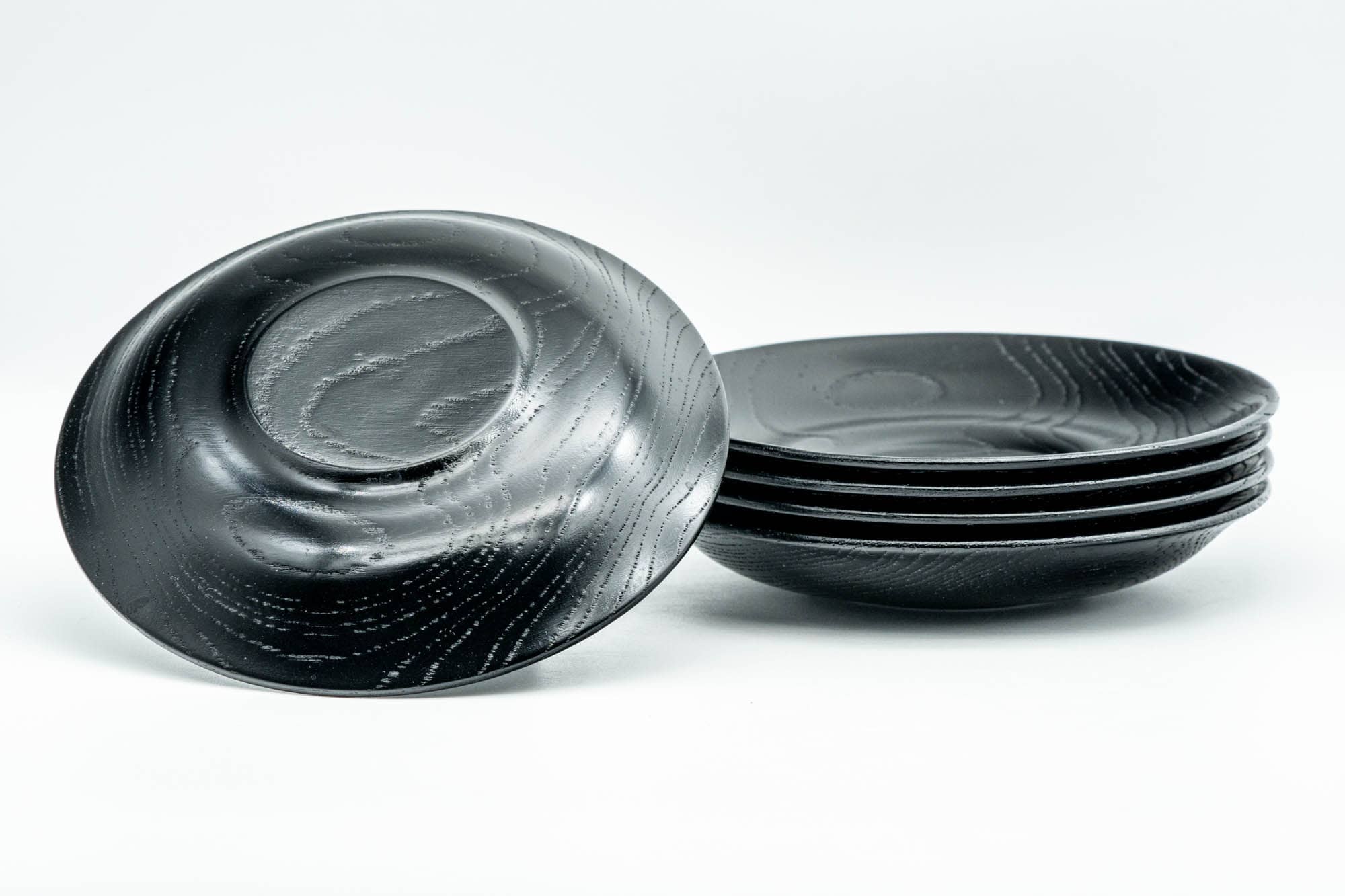 Japanese Chataku - Set of 5 Thin Black Wooden Tea Coasters