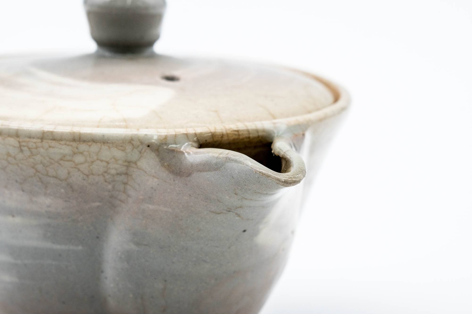 Japanese Houhin - 朝日焼 Asahi-yaki - Grey Hakeme Glazed Handleless Teapot - 100ml