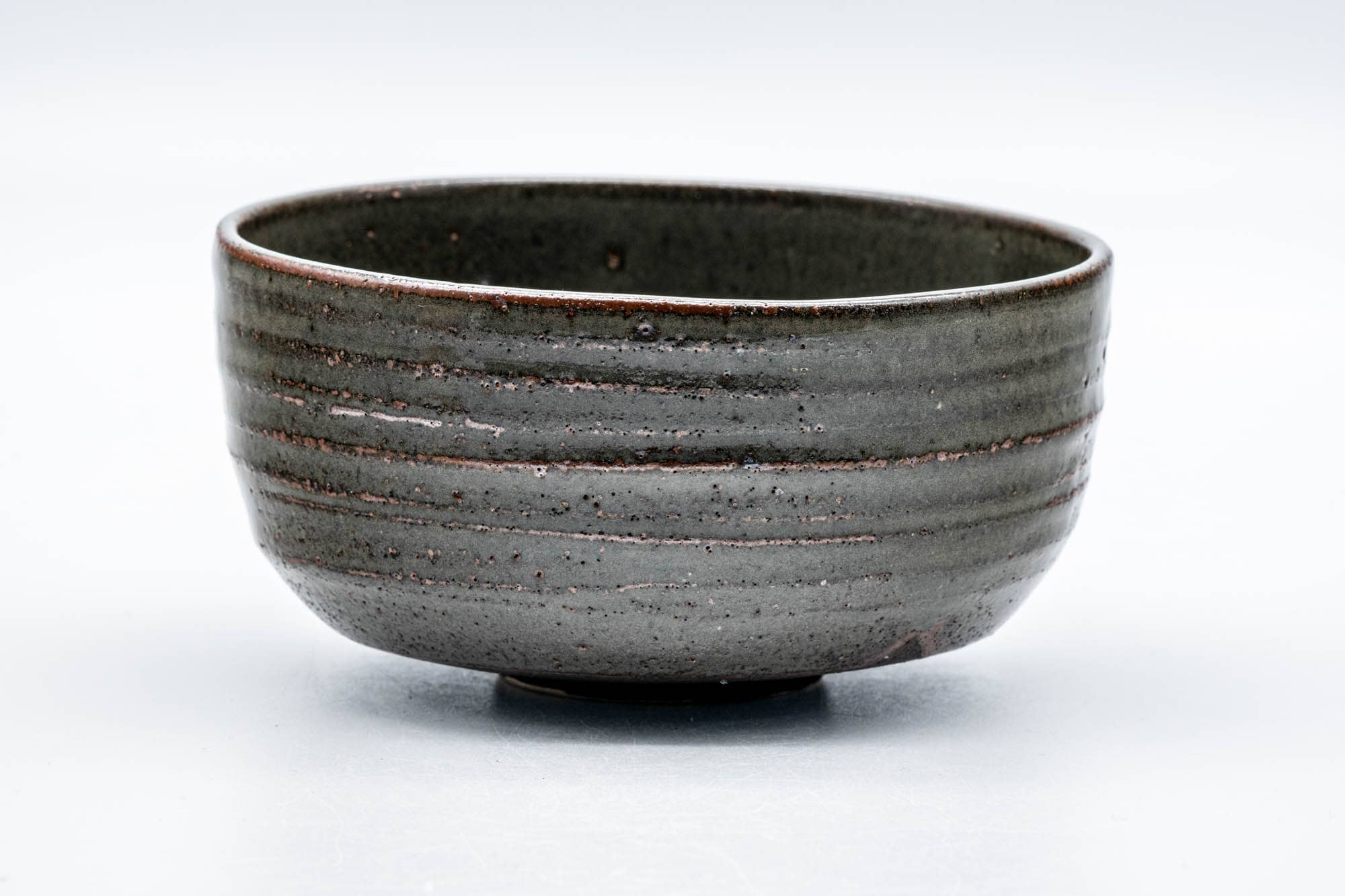 Japanese Matcha Bowl - Dark Green Spiraling Wabi-Sabi Chawan - 300ml