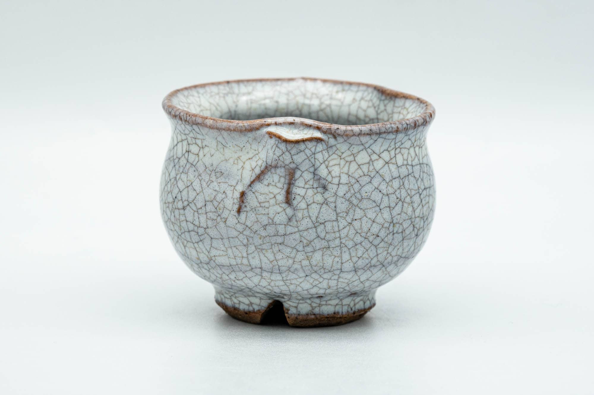 Japanese Teacup - Milky White Glazed Abstract Guinomi - 50ml