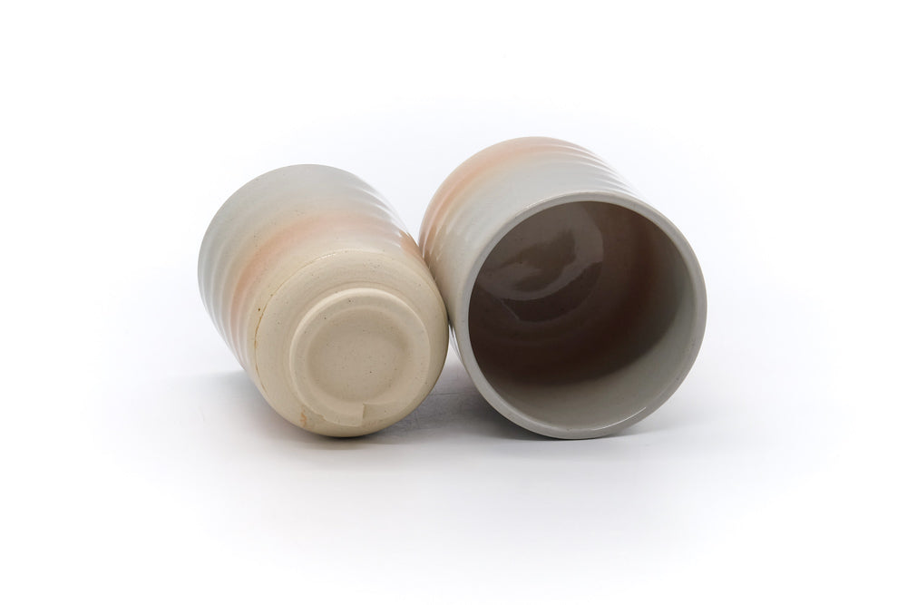 Japanese Teacups - Pair of Meoto Hagi-yaki Yunomi