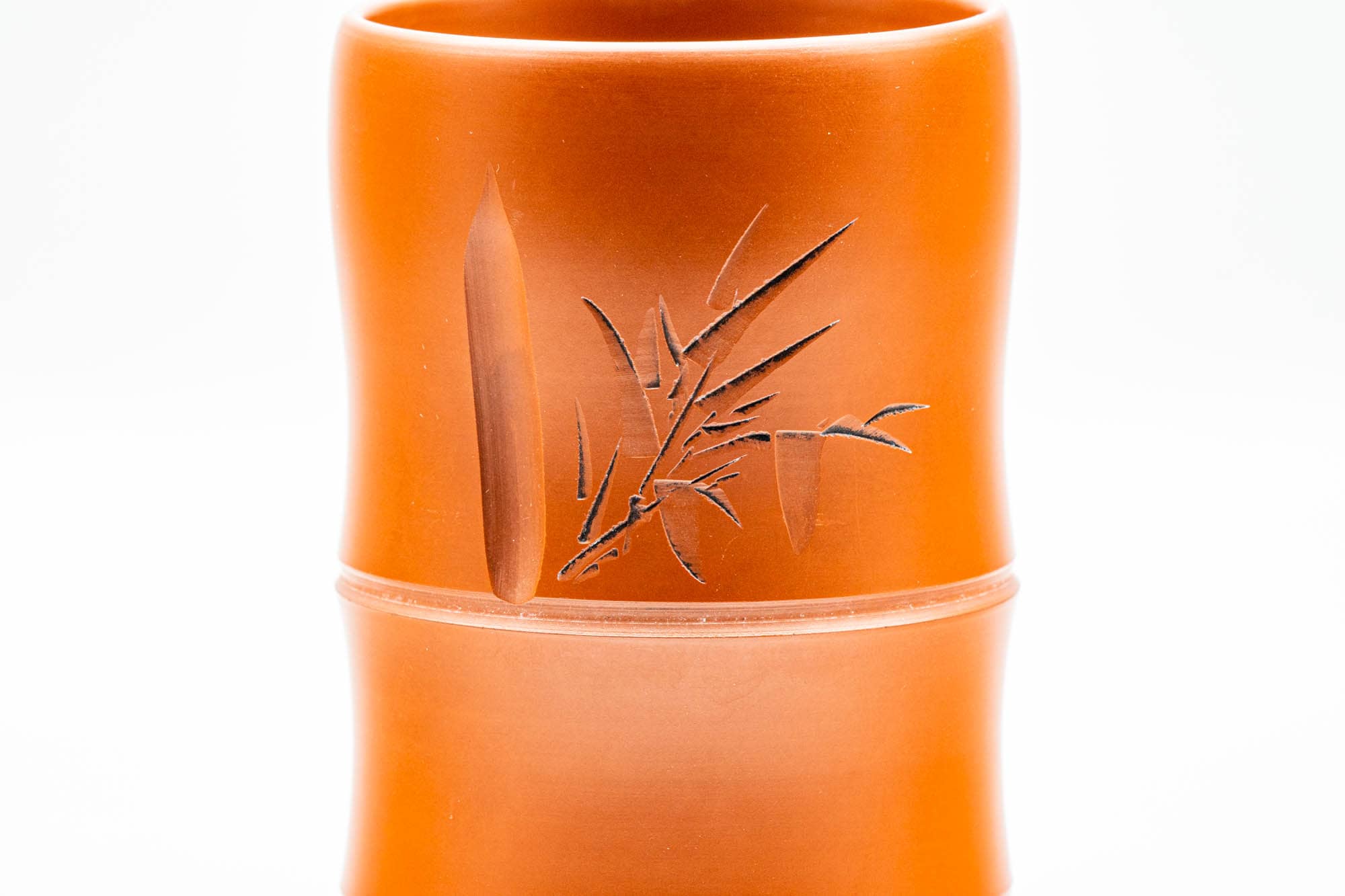 Japanese Teacup - Jinshu Itoh - Bamboo-Shaped Red Shudei Tokoname-yaki Yunomi - 160ml