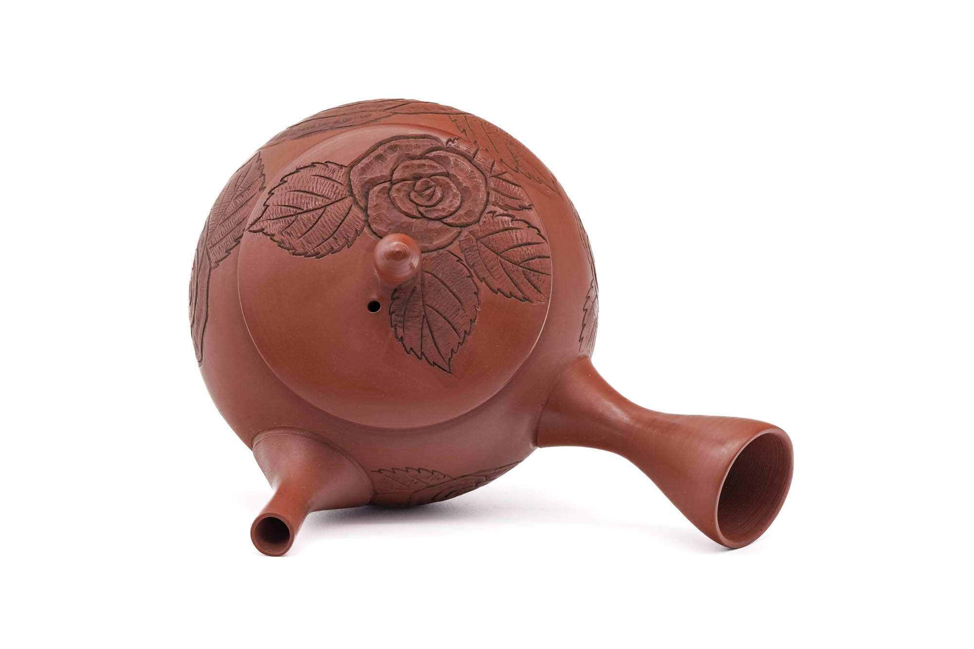 Camellia Flower Engraved Tokoname Teapot - 260ml