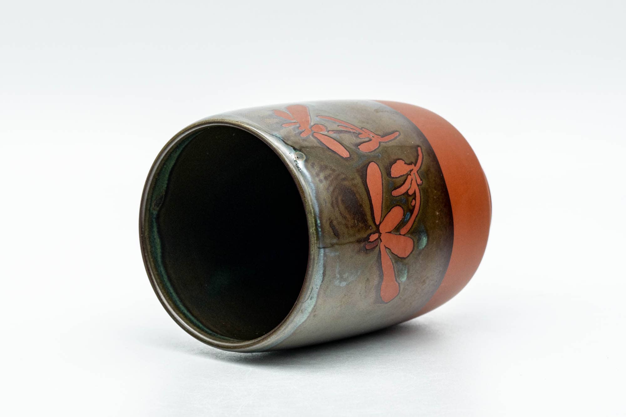Japanese Teacup - Floral Brown Glazed Tokoname-yaki Yunomi - 180ml