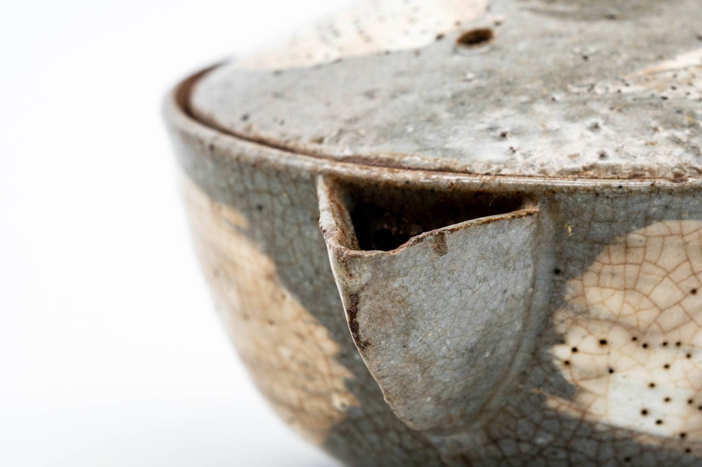 Japanese Houhin - Weathered Grey Hakeme Glazed Handleless Teapot - 140ml