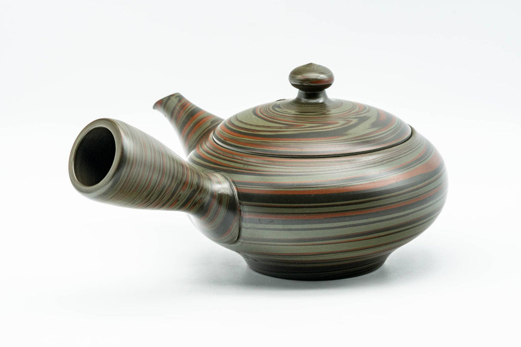 Japanese Kyusu - 雲仙窯 Unzen Kiln - Green Nerikomi Tokoname-yaki Debeso Teapot - 270ml