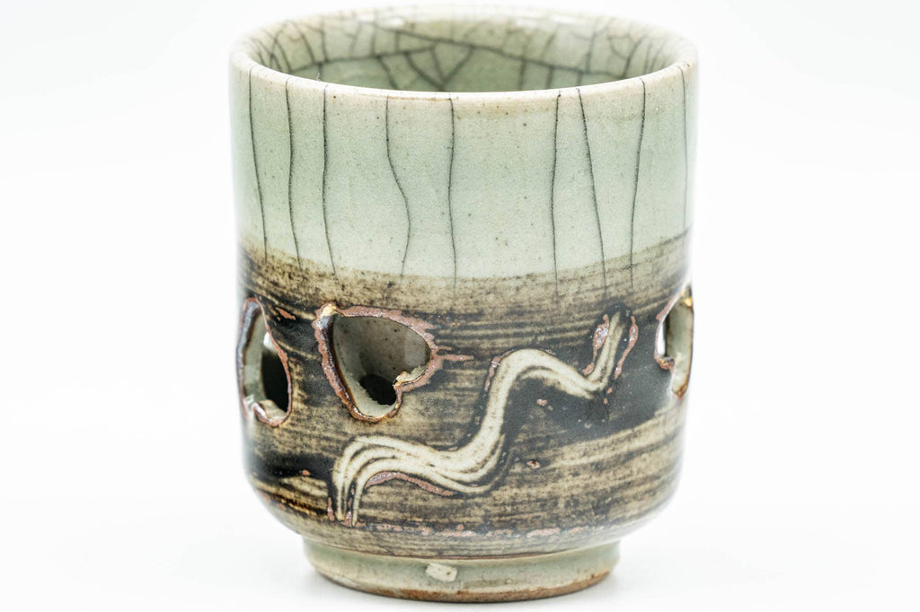 Japanese Teacup - Small Celadon Glazed Obori Soma-yaki Guinomi - 25ml