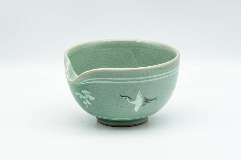 Korean Tea Set - Egret Green Celadon Katakuchi Water Cooler and 3 Guinomi Teacups